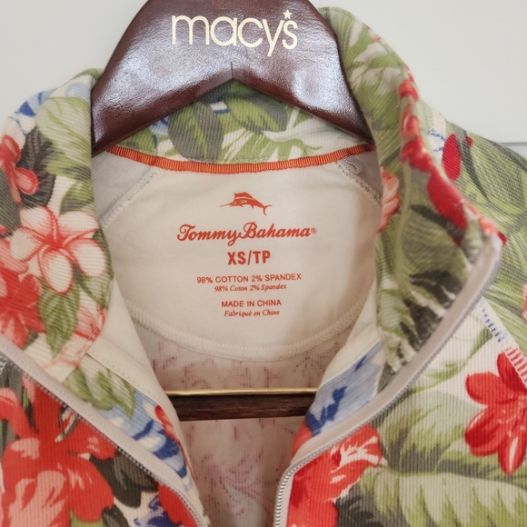 Tommy Bahama zip jacket sweater tropical hibiscus hawaii print pattern size XS - Picture 2 of 6